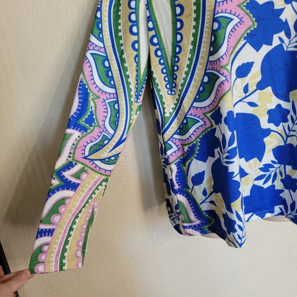 MISSLOOK Vintage Leaf Crew Neck Paisley Print Long Sleeve Top Size Women's M NEW - Picture 5 of 9